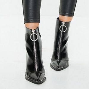 Missguided Shoes - Missguided zip front ring pull boots Missguided Shoes - Missguided zip front ring pull boots